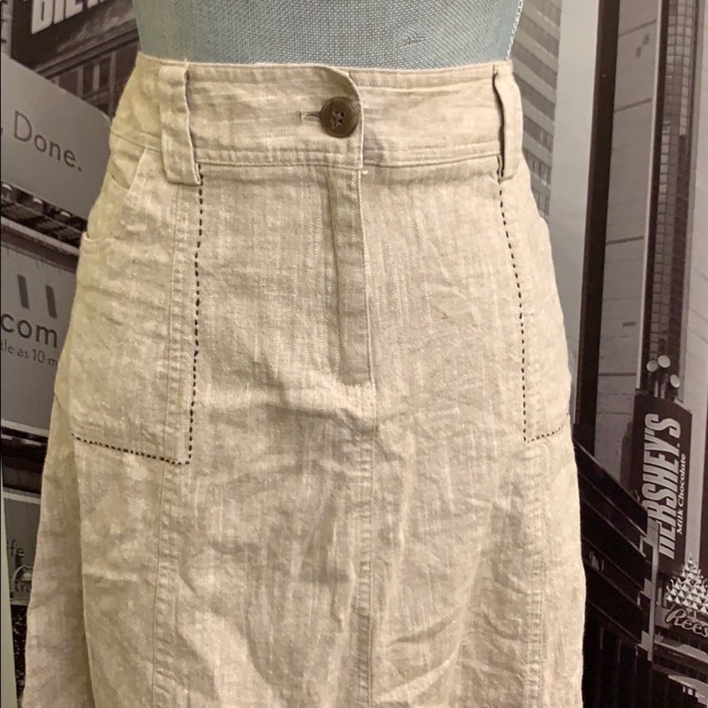 Will Smith khaki linen A line skirt with pockets - Picture 4 of 7